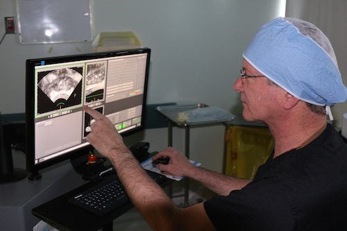 Dr. Pugach performing High Intensity Focused Ultrasound